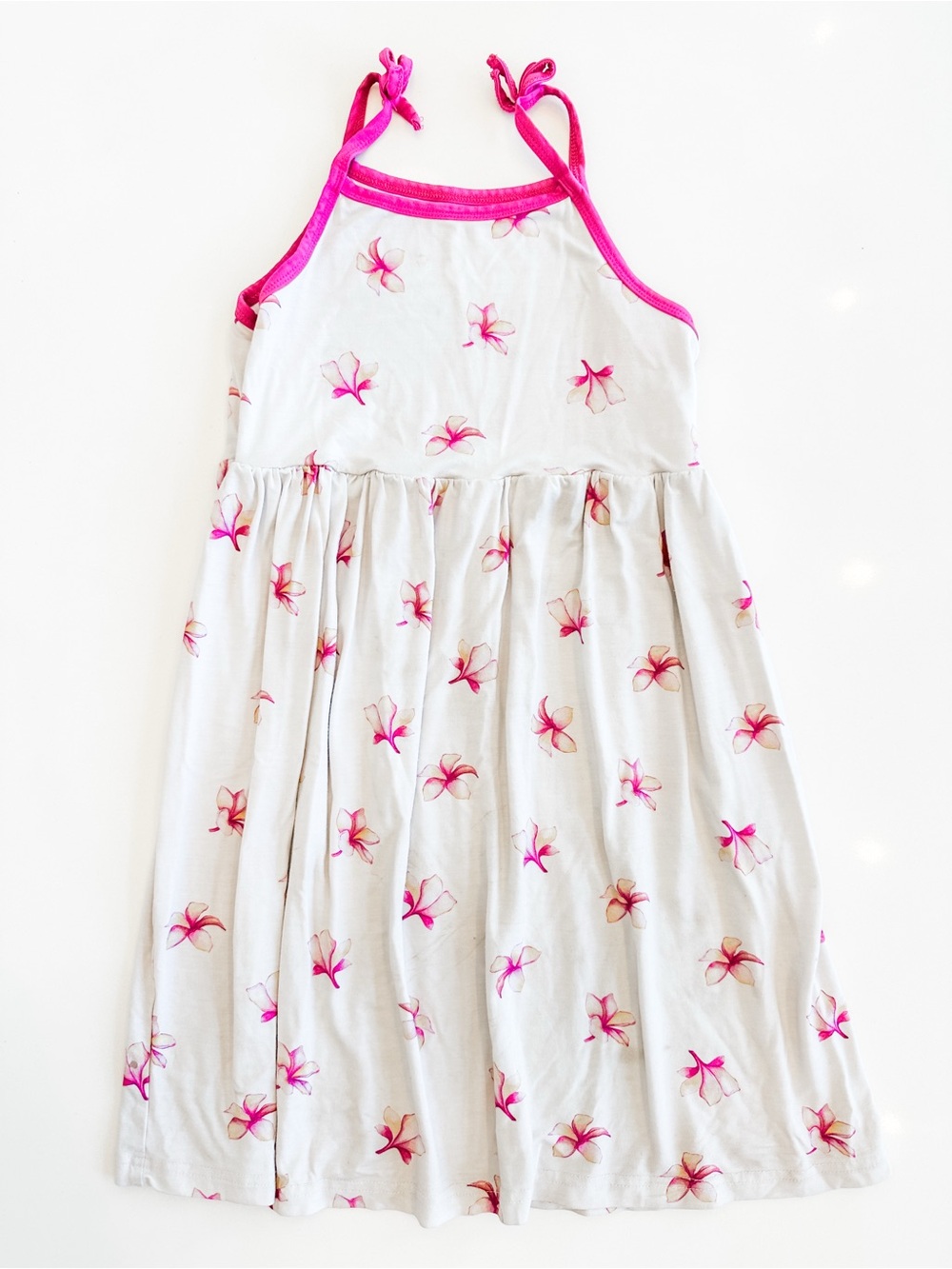 Coco Moon Hawaii Girls White Sundress with Pink Floral Print